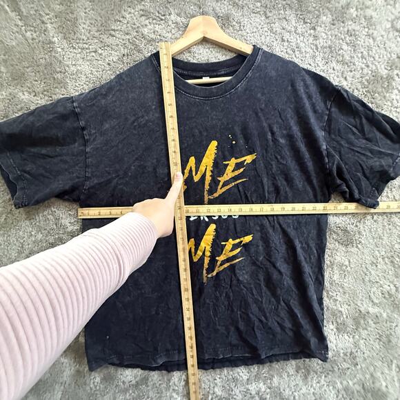 Me versus Me T Shirt XL Extra Large Washed Black Workout Gym - Picture 5 of 7